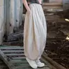 (Personalizado)26 Algodón Ramio Otoño Lavado a la Arena Vintage 32 Piezas Patchwork Pantalones de Calabaza Algodón Lino Pantalones de Linterna para Mujer Pantalones Largos