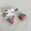Procesamiento Personalizado - Broche de Gato con Cono de Helado de Dibujos Animados Relleno de Algodón, Broche para Bolso, Pasador, Ropa, Sombreros, Zapatos, Calcetines, Accesorios y Materiales