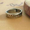 Anel Mantra de Seis Caracteres Vintage Anel Liso Design para Dedo Indicador Paz Anel Largo Anel Aberto Masculino