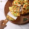 Pala para pizza con mango de madera, pala triangular, pala para transferir pasteles, pala para hornear carne de acero inoxidable, pala para cocinar queso, panqueques redondos