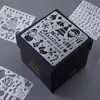 Caixa Explosão tema renda régua molde de pintura caixa de presente surpresa álbum de fotos quadrado feito à mão DIY molde para grafite