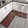 Alfombrilla de Cocina con Tema Retro de Amazon Transfronteriza Pintura al Óleo Vajilla Patrón de Vino Tinto Felpudo para Puerta de Entrada Alfombra de Cocina para Restaurante