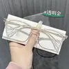 Armações de Óculos Meio Aro Estilo Business da Moda Tr Armação Quadrada Masculina Óculos Sem Grau Anti-Luz Azul Podem Ser Equipados com Lentes de Grau Tendência