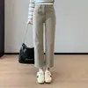 Jeans de mujer de cintura alta, nuevos pantalones rectos de otoño, adelgazantes y que realzan la altura, versátiles pantalones rectos tipo baguette F0831N