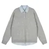 Cuello de camisa retro estilo americano, suéter de dos piezas falso, top de punto casual y simple para hombre con un aspecto sofisticado, perfecto para otoño