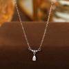Collar de Plata S925 Árbol Banyan Lujo Ligero Gota de Agua Zircón Femenino Nicho Exquisito Cadena Clavícula Combinable Regalo Novia Joyería