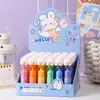 Sello de Conejo de Goma Suave Resaltador Dibujo Animado Lindo Seis Colores Resaltador Bolígrafo de Dibujo para Niños Papelería Premio Regalo