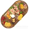 Tabla de Queso de Madera de Acacia con Compartimentos, Bandeja Creativa Combinable Cuadrada y Redonda para Snacks, Plato de Madera para Frutas de Restaurante