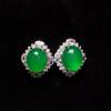 Brincos de Jade de Gelo Alto Atacado Prata 925 Banhada Agulha de Prata Inlaid Calcedônia Verde Ágata Modernos Brincos de Jade Femininos