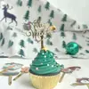 Decoración para tartas navideñas acrílicas con estampado a color, estilo transfronterizo, para cupcakes.