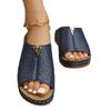 Sandalias de plataforma con boca en V hueca de talla grande para comercio exterior transfronterizo, sandalias de playa con cuña y punta abierta de estilo retro europeo y americano para mujer