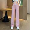 Pantalones de pierna ancha de seda helada versión estrecha 2026 para mujer, verano finos elásticos de cintura alta fluidos con protección solar repelente de mosquitos frescos de pierna recta