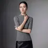 Camiseta de malha base gola alta 100% imitação de lã pura para mulheres, manga média, padrão espinha de peixe, suéter slim fit, top para camada interna