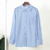 Camisa de Listras Puras Transfronteiriça Europeia e Americana 2025 Verão Nova Moda Tendência Versátil Solta Camisa Polo Estilo Europeu e Americano