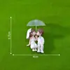 Novas e fofas figuras de casal segurando guarda-chuvas, perfeitas para casamentos, decorações DIY para paisagens em miniatura, topo de bolo de casamento e pequenos enfeites de mesa