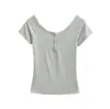 2668-2026 Estilo Nuevo Primavera/Verano Top Casual de Cuello en V Puro Deseo para Mujer, Camiseta Sexy de Manga Corta Ajustada