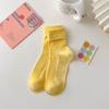 Calcetines Mujer Verano Algodón Peinado Color ins Modernos Algodón Color Sólido Combinan con Todo Calcetines para Apilar Primavera y Otoño Color Caramelo Calcetines de Longitud Media