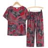 Traje Nuevo de Abuela 2021 Top de Manga Corta Dos Piezas Algodón Holgado Talla Grande Ropa para Mujeres de Mediana Edad y Mayores