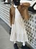 Abrigo para Niñas Primavera y Otoño 2024 Nuevo Llegada Estilo Occidental de Niña Moda de Niña Otoño Cuero Forro Polar Cuello de Encaje Chaqueta Ropa de Abrigo