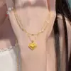 Collar de Doble Capa con Corazón Cepillado Color Oro Arena del Mismo Estilo de la Joyería Puzuo, Estilo de Alta Gama, Cadena Apilada para Clavícula para Tu Novia