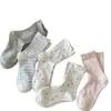 Calcetines de algodón puro de Xinjiang para mujer, estilo fino de primavera y verano con lazo, calcetines versátiles de media pantorrilla estilo japonés para combinar con zapatillas, calcetines holgados estilo coreano
