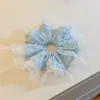 Scrunchie de renda de malha floral roxa estilo coreano para prender o cabelo, acessório de cabelo extra grande