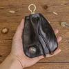 Estilo Japonés Simple Piel de Vaca de Primera Capa Cuero Curtido Vegetal Retro Bolsita para Mujer Mini Bolsita para Llaves Portatarjetas Billetera para Monedas Bolsa de Cosméticos