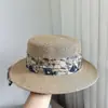 Nuevo Sombrero de Paja de Ala Plana con Estampado de Pintura al Óleo Estilo Chino para Mujer, Sombrero de Sol de Verano con Protección Solar, Sombrero de Playa Adelgazante