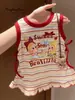 Vestido para Menina 2026 Verão Novo Estilo Jardim de Infância Bebê Menina Estiloso Doce Fofo Desenho Animado Listrado Vestido Regata