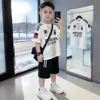 Conjunto Deportivo de Shorts de Manga Corta para Fútbol Estilo Nuevo para Niñas y Niños, Marca de Moda Ropa Infantil de Comercio Exterior, Atuendo de Verano