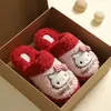 Lindas Pantuflas de Algodón Cálido con Forro de Felpa, Silenciosas, para Interior, con Dibujo de Gatito, para Mujer, Otoño e Invierno