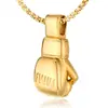 Collar de acero inoxidable para fitness europeo y americano joyería para hombre al por mayor colgante de guantes de boxeo de acero de titanio deportivo HD-031