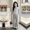 Conjunto de Dos Piezas de Moda Primavera y Otoño 2026 para Estudiantes de Secundaria: Sudadera de Manga Larga y Pantalones Casuales de Pierna Ancha para Niñas