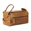 Bolsa de tocador de cuero de búfalo de alta calidad para hombre, estilo europeo y americano, para viajes de negocios, bolsa cosmética portátil, bolsa de almacenamiento de tocador para viajes