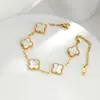 Pulsera Popular Transfronteriza de Trébol de Cuatro Hojas de la Suerte Oro de 18K Nácar de Doble Cara Estilo Europeo y Americano de Moda Nuevo Estilo Versátil