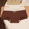 Cueca Boxer Feminina, Tipo A, Algodão Puro, Antibacteriana, Gancho Estendido, Respirável, Ajustada ao Quadril, Estilo College, Dois em Um