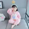 Mini Balabala Girls Pelúcia Roupa de Casa Estilo Fofo Inverno Novo Bebê Quente Conjunto de Pijama de Lã Coral