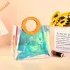 Bolso de PVC Personalizado Bolsa de Regalo de Plástico Transparente Láser Bolso Redondo Empaque Festivo Bolsa de Compras de Gama Alta