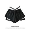 Shorts de Cintura Alta Estilo Europeu e Americano Transfronteiriço Feminino Verão Spice Girl Cintura Justa Etiquetagem Cintura Justa Solto Perna Larga Casual Hot Pants Tendência