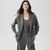 Bai Cai Rong 100% cachemira nueva ropa de punto 2026 otoño e invierno nuevo cárdigan ajuste ceñido capa base de punto prenda exterior