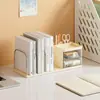 Suporte de Livros Armazenamento de Material de Escritório para Mesa Estante de Livros para Estudantes Rack de Armazenamento Simples Suporte de Livros de Aço Plástico Caixa de Armazenamento
