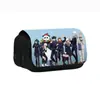 Estuche de doble capa con estampado de Jujutsu Kaisen, bolsa para lápices y papelería de anime para estudiantes de primaria, secundaria y niños