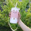 En stock cuero PU lindo gato funda para taza de té con leche bolsa para bebidas portátil para exteriores dibujos animados funda portátil para café