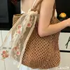 Bolso de Mano Tejido de Moda para Mujer de Verano, Bolso de Hombro de Malla Elegante y Moderno, Bolso Tejido de Paja para Viajes a la Playa