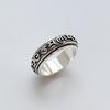 Anillo de Mantra de Seis Caracteres para Hombre de Plata S925 Anillo de Dedo Índice para Hombre Moderno Plata Esterlina Elegante Dominante Pareja Giratorio Retro Mujer