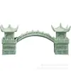 Pabellón de Estilo Antiguo, Puente de la Torre, Paisaje en Miniatura, Agua Corriente, Bonsái, Jardinería, Paisaje de Flores, Decoración Miniatura, Muebles de Arenisca Verde