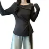 Camiseta Casual de Manga Larga con Lazos y Diseño Asimétrico, Adelgazante, Tallas Grandes para Mujer, Otoño 2026