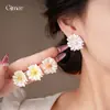 Brincos de Flor de Esmalte Frescos e Coloridos com Agulha de Prata, Tarraxas Versáteis de Alto Padrão de Nicho, Acessórios de Orelha Únicos Doces e Fofos