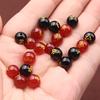 Ágata roja y negra del zodíaco, cuentas sueltas, cuentas redondas, pulsera tejida de año de nacimiento DIY, cuentas espaciadoras, accesorios, venta al por mayor