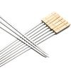 Brocheta de Barbacoa Comercial Larga Engrosada Grande de Acero Inoxidable con Mango de Madera Brocheta Plana Aguja de Barbacoa Brocheta de Acero para Brochetas de Cordero